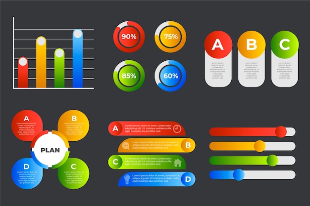 Free Vector colorful gradient infographic elements