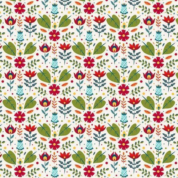 Free Vector colorful hand painted exotic floral pattern