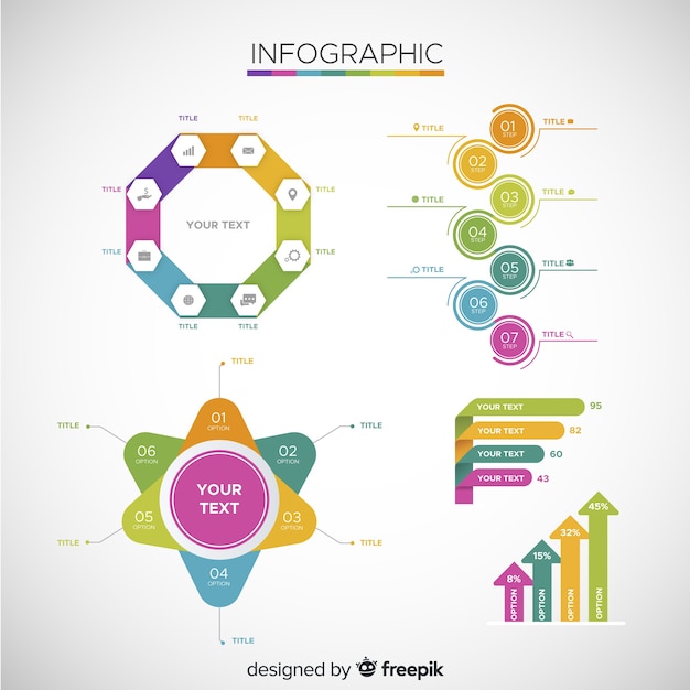 Free Vector colorful infographic elements collection