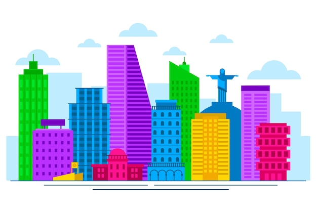 Free Vector colorful landmarks skyline concept