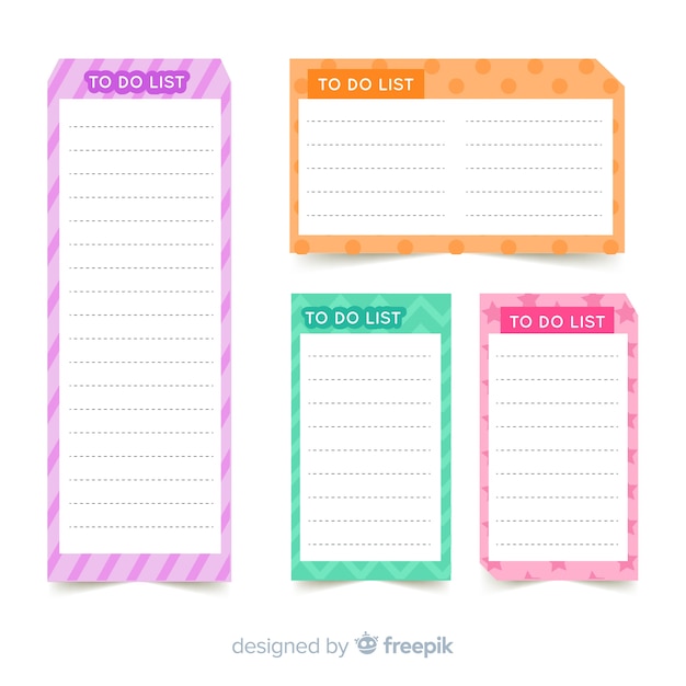 Free Vector colorful to do list collection with flat design