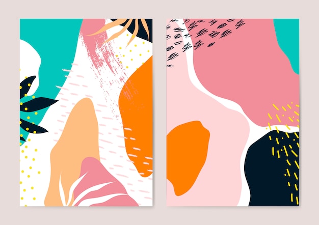 Free Vector colorful memphis style cards vector set