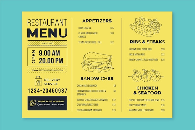 Free Vector colorful restaurant menu template