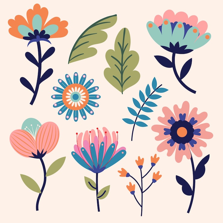 Free Vector colorful spring flower collection