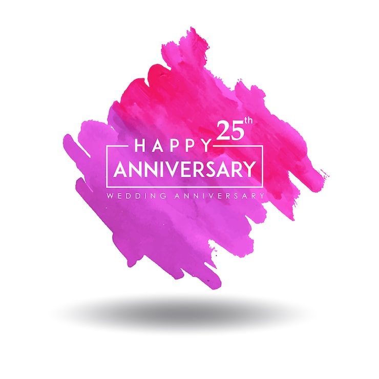 Free Vector colorful watercolor splatter wedding anniversary design