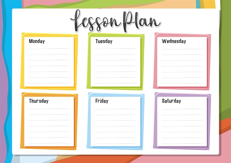 Free Vector colorful weekly lesson plan notepad template