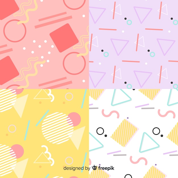 Free Vector colourful memphis pattern collection