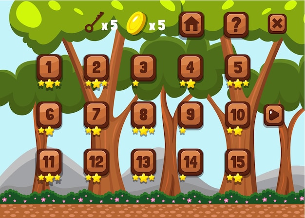 Free Vector complete set of level button game pop-up, icon, window and elements for creating medieval rpg video games