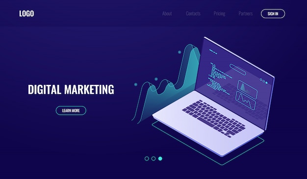 Free Vector computer data visualization, digital technology, data graph, statistics processing