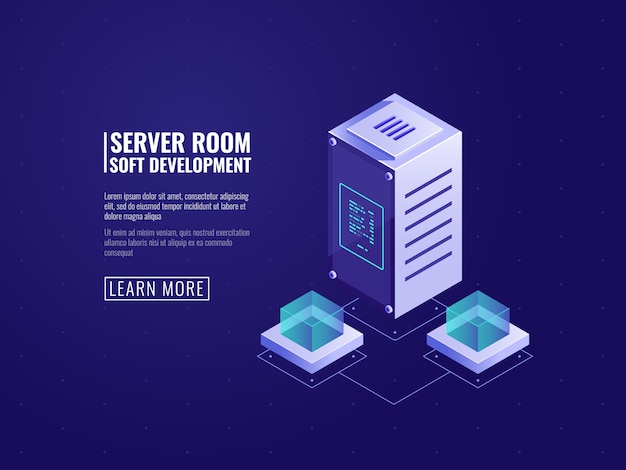 Free Vector computer technology and data science concept, datacenter with database icon