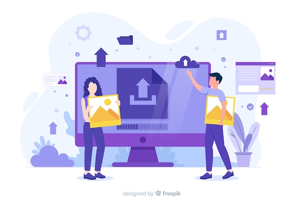 Free Vector concept image upload landing page