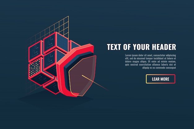 Free Vector concept of protection digital data, database and server data guarding, blockchain