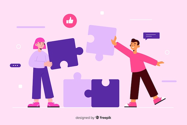 Free Vector connecting teams concept for landing page