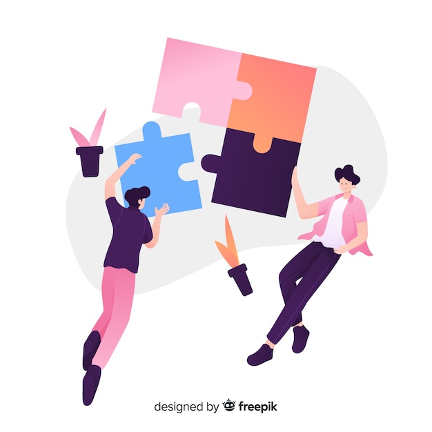 Free Vector connecting teams concept for landing page