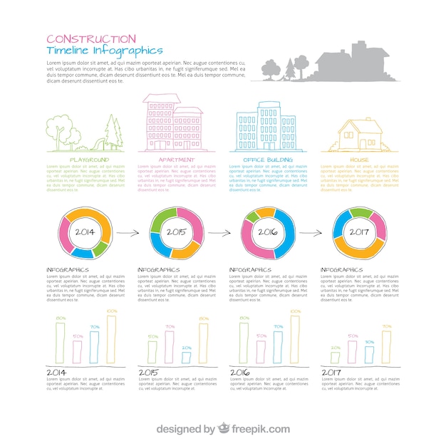 Free Vector construction timeline infographic
