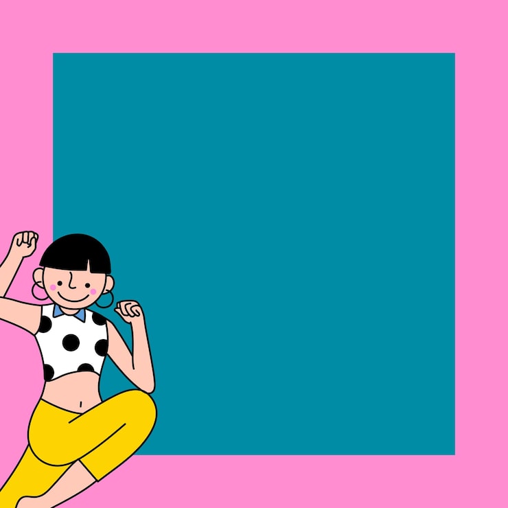 Free Vector cool woman character on a pink frame and blue background vector