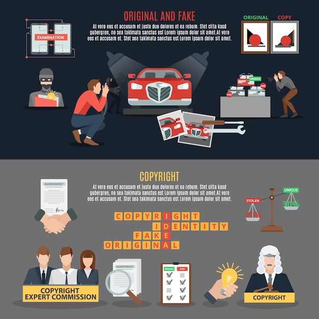 Free Vector copyright compliance horizontal banners 