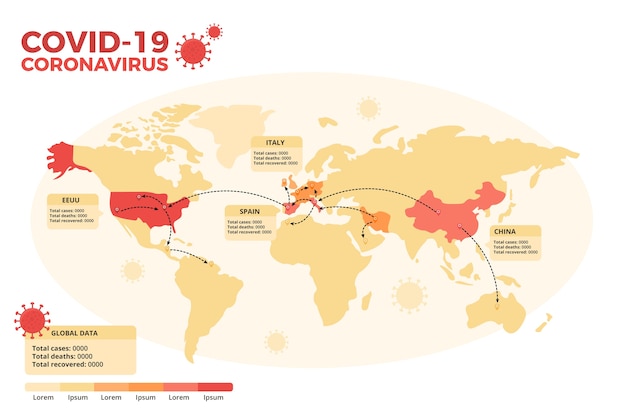 Free Vector coronavirus map illustration concept