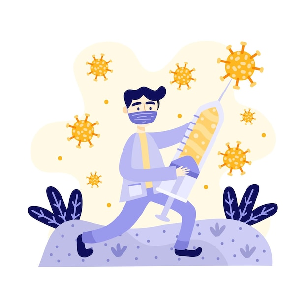 Free Vector coronavirus vaccine development concept