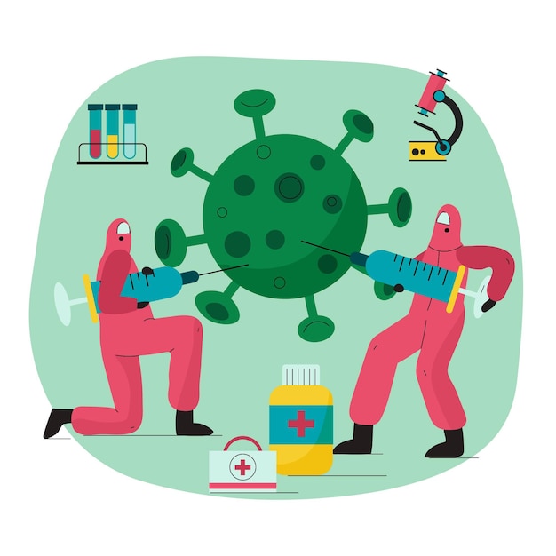 Free Vector coronavirus vaccine development concept