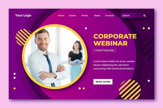 Free Vector corporate webinar landing page