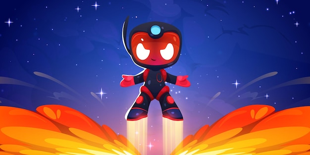 Free Vector cosmonaut takeoff in flame space game background