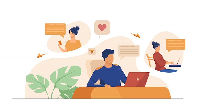 Free Vector couple chatting on dating website