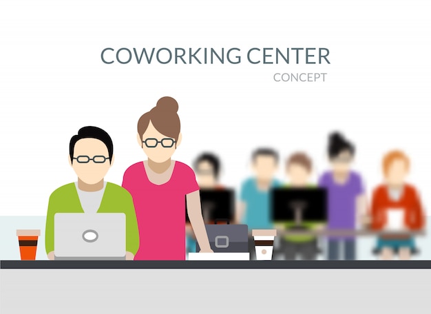 Free Vector coworking center composition