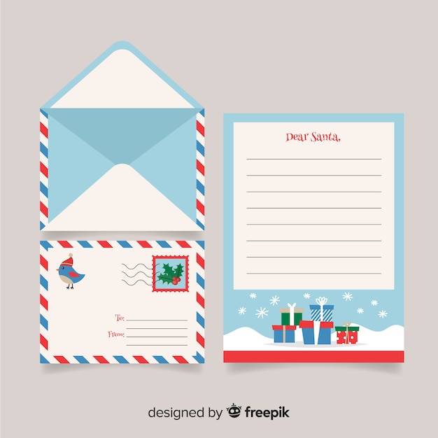 Free Vector creative christmas letter and envelope design