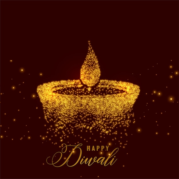 Free Vector creative diwali diya made with golden particles