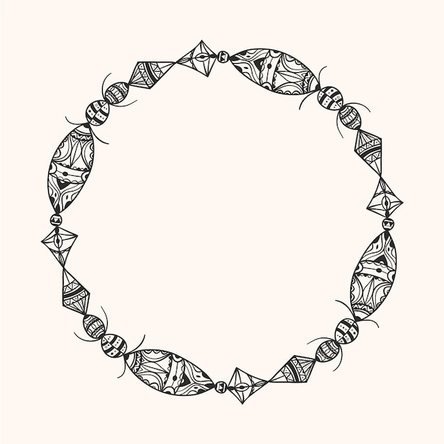 Free Vector creative engraving hand drawn boho frame