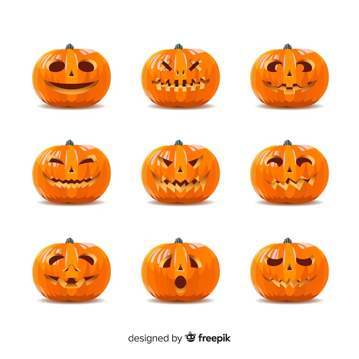 Free Vector creative halloween pumpkin collection