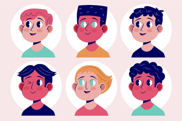 Free Vector creative hand drawn profile icons collection