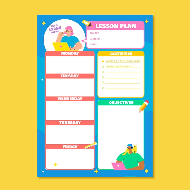 Free Vector creative online learning lesson plan