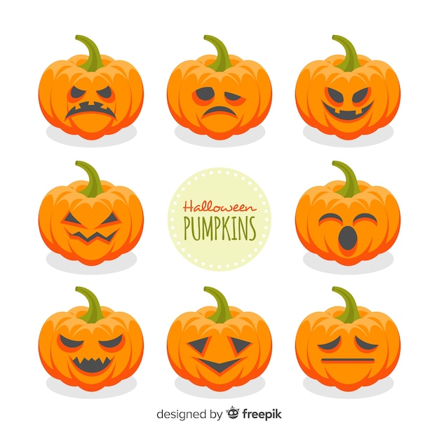 Free Vector creative pack of halloween pumpkins