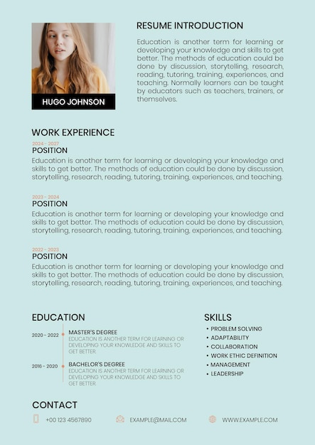 Free Vector creative resume editable template  for job hunt