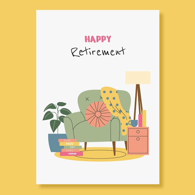 Free Vector creative retirement greeting card template