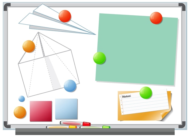 Free Vector creative whiteboard with office supplies