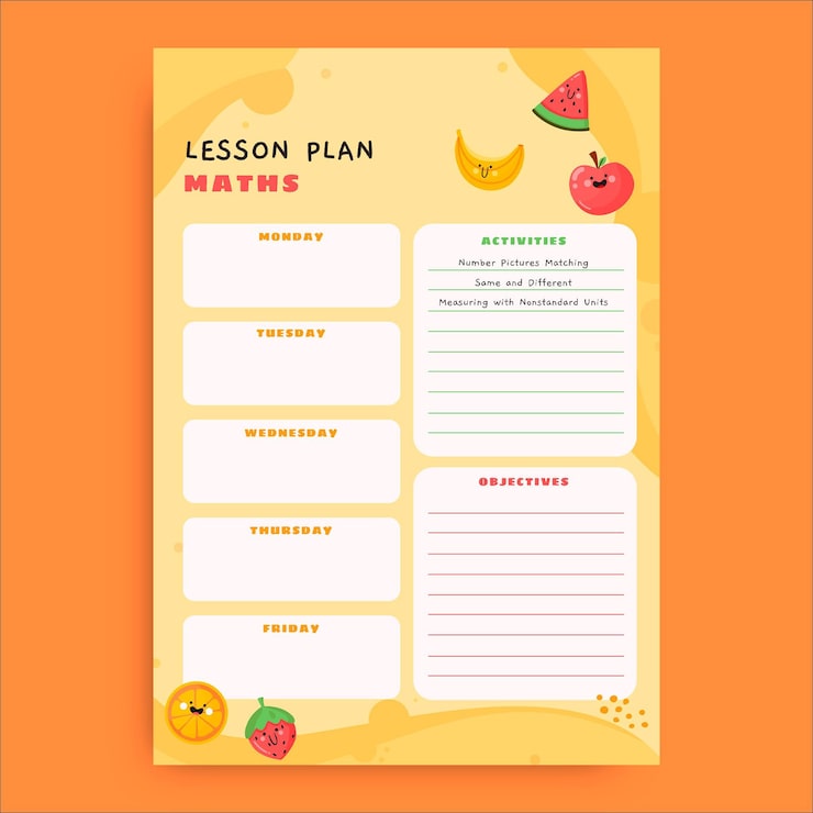 Free Vector creative yellow maths pre-k lesson plan