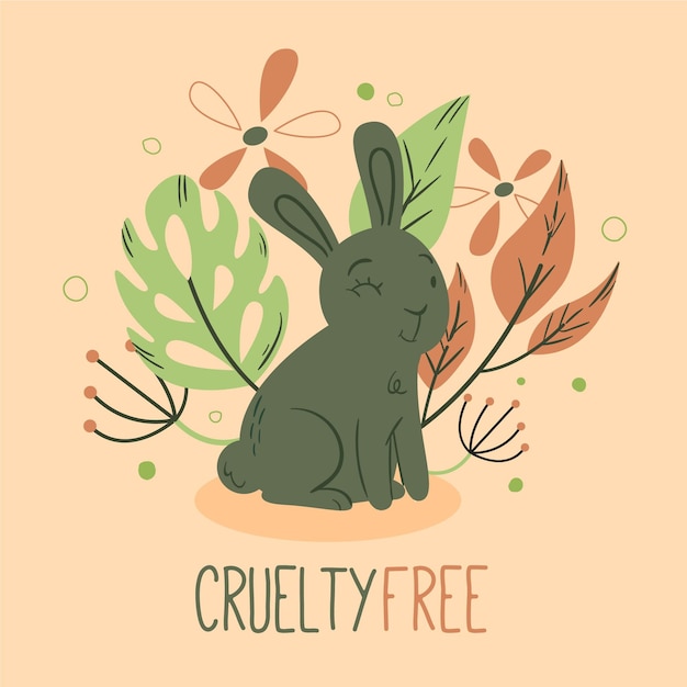 Free Vector cruelty free message and cute bunny