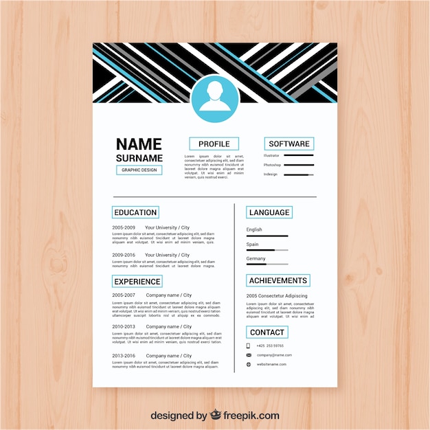 Free Vector curriculum template with elegant geometric shapes