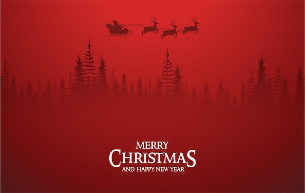 Free Vector cute christmas card with christmas landscape and claus background