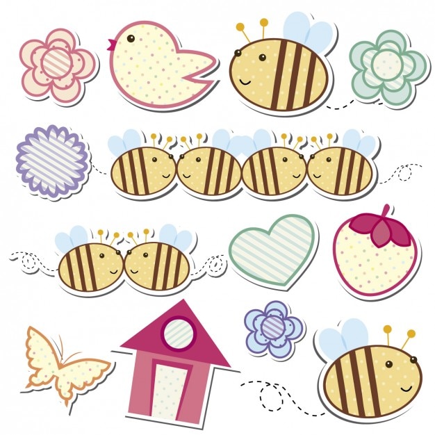 Free Vector cute garden elements