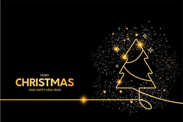 Free Vector cute merry christmas and happy new year 2022 background with elegant christmas tree golden frame