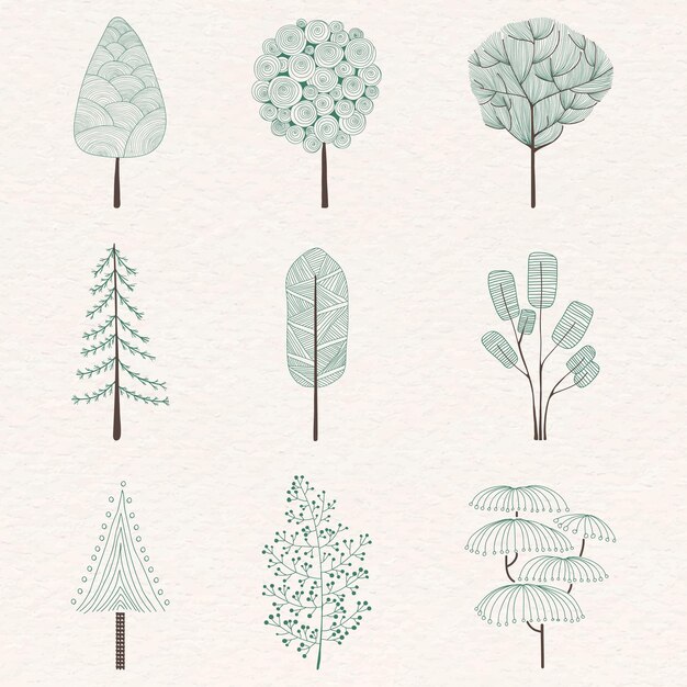 Free Vector cute pine tree set