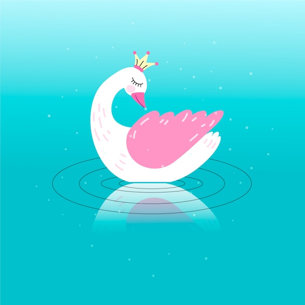 Free Vector cute swan princess