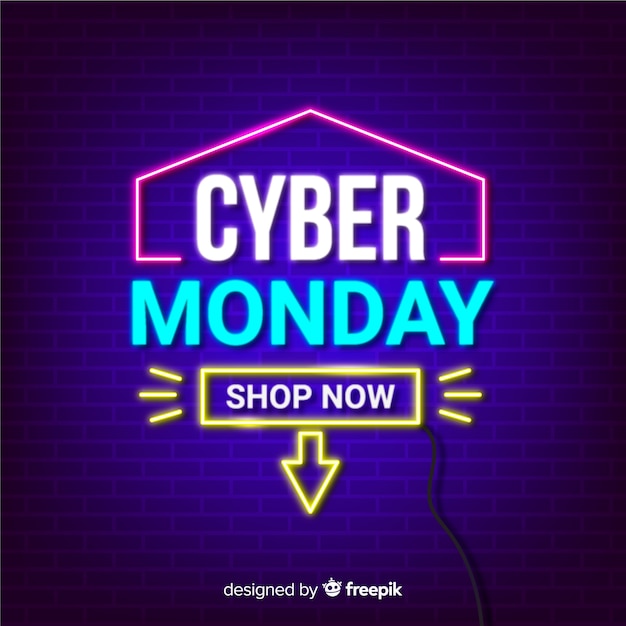 Free Vector cyber monday concept with neon design