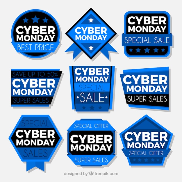 Free Vector cyber monday labels