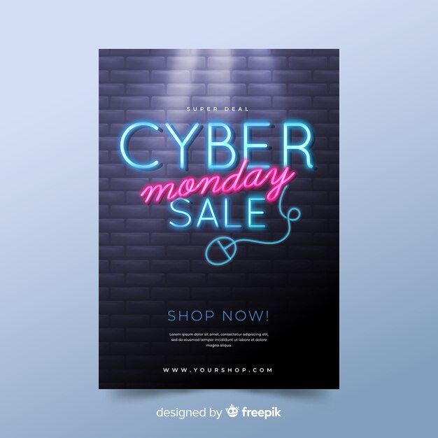 Free Vector cyber monday realistic flyer template