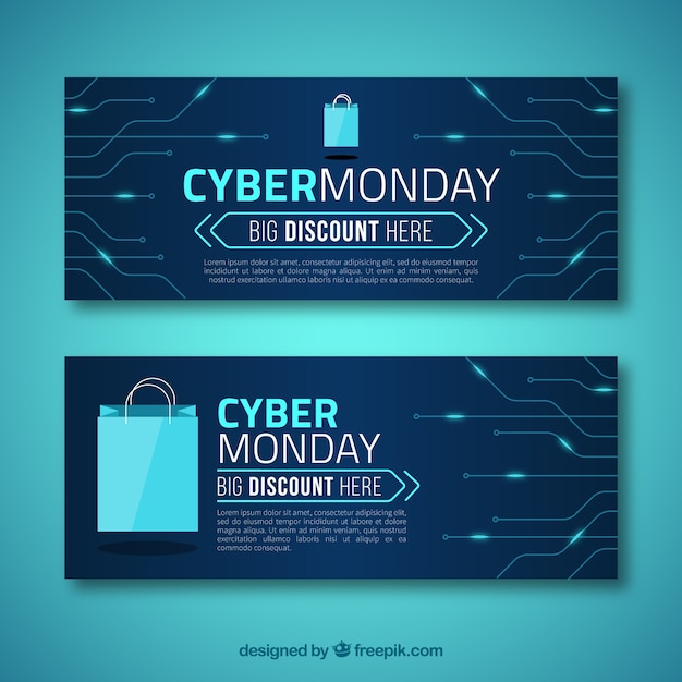 Free Vector cyber monday technology banners